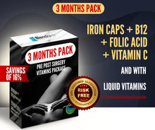 Load image into Gallery viewer, 3 Months Supply Pre Post Surgery Kit: Iron caps + Liquid Vitamins - 16% OFF