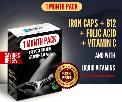 1 Month Supply Pre Post Surgery Kit: Iron Caps + Liquid Vitamins - 16% OFF