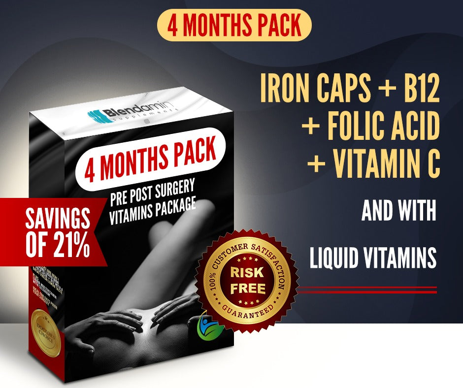 4 Months Supply Pre Post Surgery Kit: Liquid Iron + Liquid Vitamins - 21% OFF